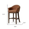 HomeRoots 40" Brown Fabric and Solid Wood Bar Height Swivel Bar Chair - 3 of 4