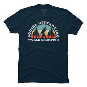 Men's Design By Humans Bigfoot Social Distancing World Champion By Tingsy T-Shirt - 1 of 4