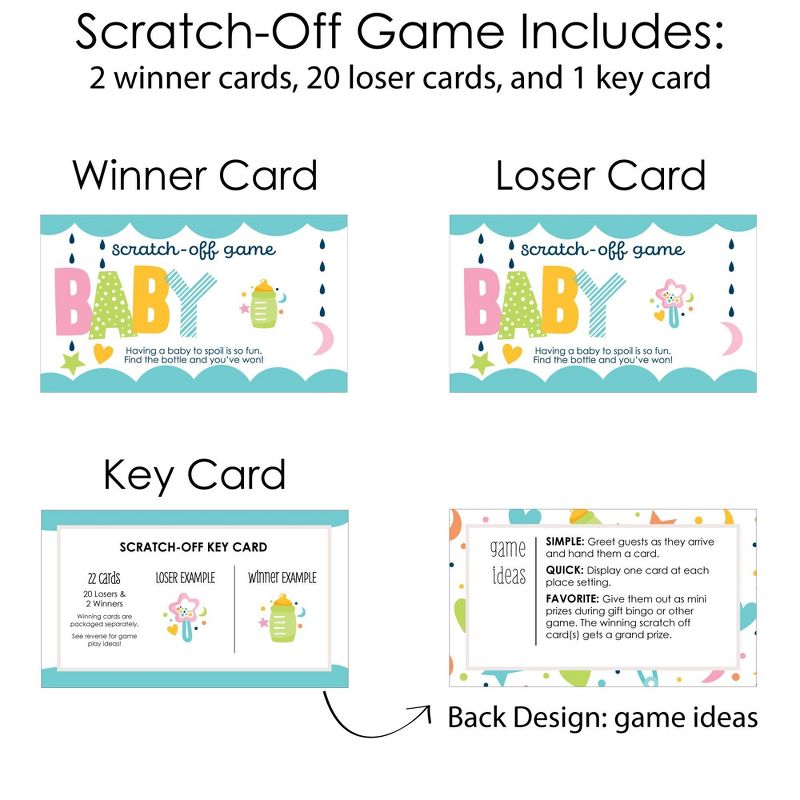 Big Dot of Happiness Colorful Baby Shower - Gender Neutral Party Game Scratch Off Cards - 22 Count, 5 of 7