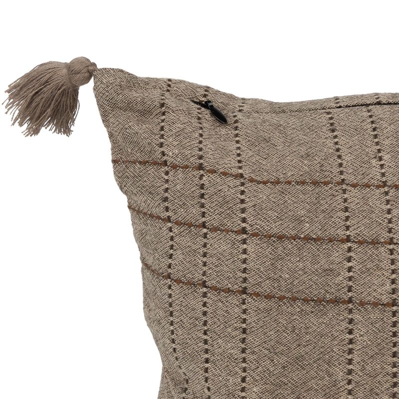 Northlight 18" Tan Yarn-Dyed Rectangular Throw Pillow with Tassels, 4 of 6