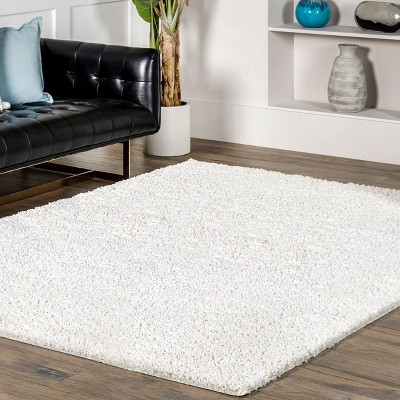 Luxurious White Shag Runner Rug, 2' 6" x 6', Easy Care Synthetic