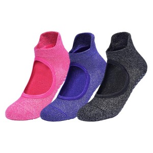Anna-Kaci Women's 3-Pack Quarter Cut Ballet Grip Socks with Slightly Shiny Stretch Knit and Anti-Slip Sole - 1 of 4