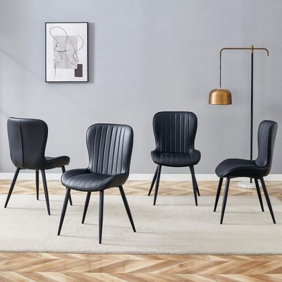 Set of 4 Dining Chair Leather Dinner Chair Armless Chairs with Padded Seat - Modernluxe