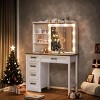 FURNIinspire Farmhouse Vanity Table with Mirror Hidden Storage Cabinet, Elegant Dressing Table for Bedroom or Living Room, Brown, 39"*15.75"*56" - 2 of 4