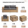 AMERLIFE Patio Sofa Set with Convertible Coffee Table - 8.3" Wide Armrests, UV-Resistant PE Rattan - 2 of 4