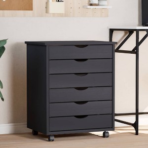 vidaXL Rolling Cabinet Honey brown Solid pine wood Medium - 1 of 4