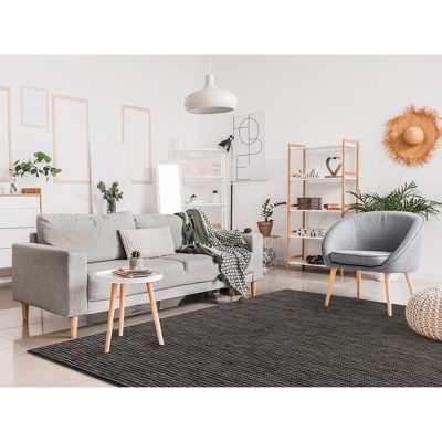 Gray Stripe Flat Woven Square Indoor/Outdoor Rug