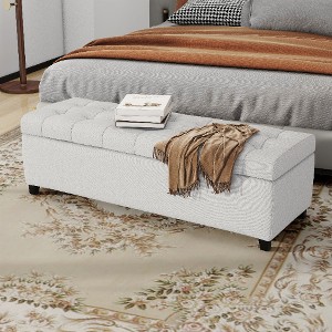 Lyngins Upholstered Storage Ottoman Bench, Flip-Top Ottoman with Storage, Easy-Assembly Foot Stool, Entryway Bench for Living Room, Bedroom - 1 of 4