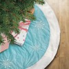 Old World Christmas Blue Embroidered Christmas Tree Skirt, Snowflakes with Faux Fur Trim, 48in - 3 of 3