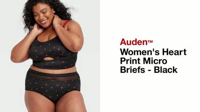 Women's Heart Print Micro Briefs - Auden™ Black, 2 of 4, play video