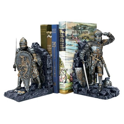 Arthurian Knight Silver Resin Bookends Set of Two