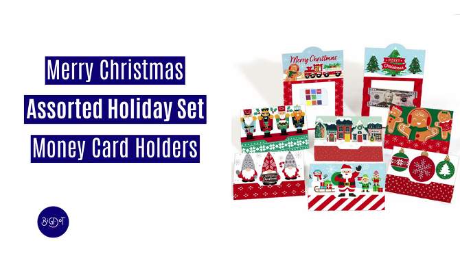 Big Dot of Happiness Merry Christmas Cards - Assorted Holiday Money and Gift Card Holders - Set of 8, 2 of 8, play video