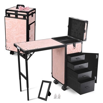 Byootique Rolling Makeup Train Case Nail Salon Cosmetic Organizer