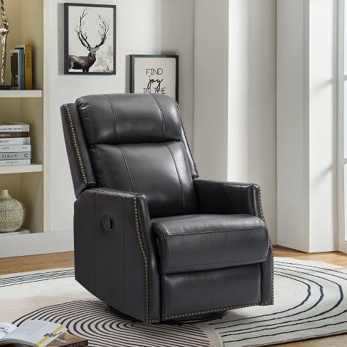 Genuine leather store swivel recliner