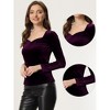 Allegra K Women's Velvet Sweetheart Neck Elegant Long Sleeves Blouses - image 2 of 4