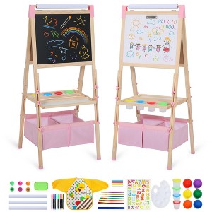 Kinder King Kids Art Easel Double-Sided Art Easel with Whiteboard and Chalkboard for Painting - 1 of 4