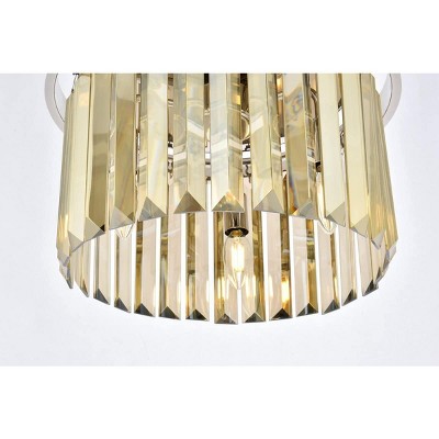 Sydney Polished Nickel Flush Mount with Golden Teak Royal Cut Crystal