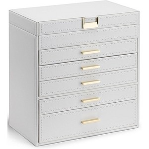 6 Layer Large Jewelry Box - Jewelry Box Organizer for Drawer Necklace Ring Bracelet and Watch - 1 of 4