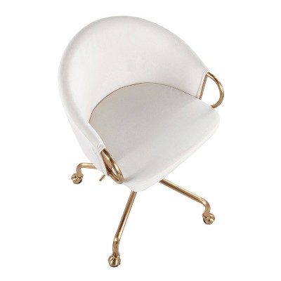 Claire Cream Velvet and Gold Metal Task Chair