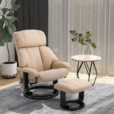 NicBex PU Leather Swivel Recliner Chair with Ottoman,Massage Chairs with 10 Point Vibration Massage,Swivel Reclining Chairs for Living Room