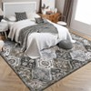Washable Rug Vintage Floral Floor Carpet with Anti Slip Backing - 3 of 4