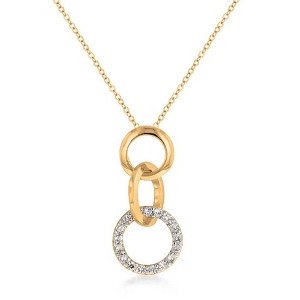 ShineHigh Goldtone & Rhodium Finish Triplet Hooplet Pendant Necklaces – Interlocking Drop Design with Cubic Zirconia Accents, 16"+2" Chain - 1 of 1