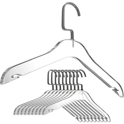 Designstyles Clear Acrylic Clothes Hangers, Heavy-Duty Closet Organizers with Matte Black Steel Hooks, Perfect for Suits and Sweaters - 10 Pack