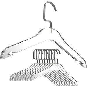 Designstyles Clear Acrylic Clothes Hangers, Heavy-Duty Closet Organizers with Matte Black Steel Hooks, Perfect for Suits and Sweaters - 10 Pack - 1 of 4