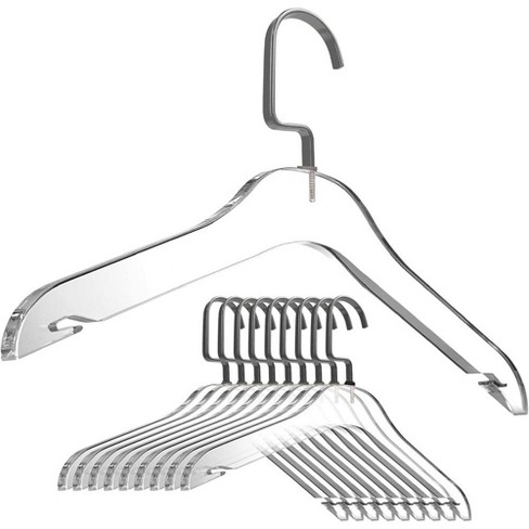 Designstyles Clear Acrylic Clothes Hangers, Heavy-Duty Closet Organizers  with Matte Black Steel Hooks, Perfect for Suits and Sweaters - 10 Pack