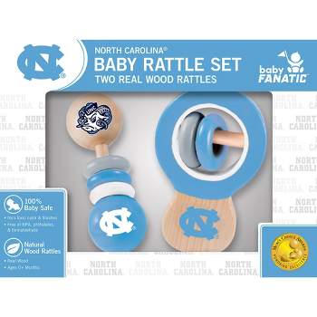Baby Fanatic Wood Rattle 2 Pack - NCAA UNC Tar Heels Baby Toy Set