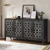 Antique Black 4-Door?Cabinet with Carved Flower Handles - 2 of 4