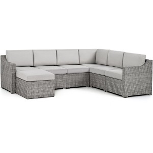 HAPPATIO 7 Piece Patio Conversation Set Wicker Outdoor Sectional Sofa, All-Weather Patio Furniture Set Combination Sofa. Patio sectional Set. - 1 of 4