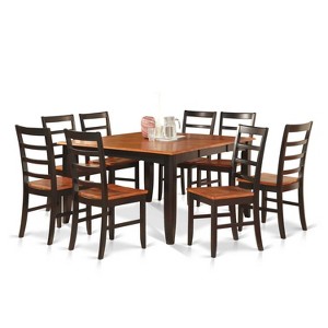 HomeStock 9-Piece Square Black Finish Solid Wood Top Dining Table with 8-Chairs - 1 of 4