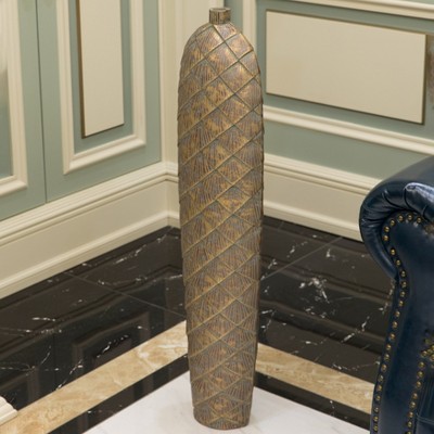 Elegant Antique Ceramic 37" Floor Vase with Vintage Charm