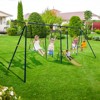 Gymax 7-in-1 Outdoor Swing Set Stable A-shaped Steel Swing Stand w/ Glider Gym Rings Slide Monkey Bar Basketball Hoop and 2 Swings - 3 of 4