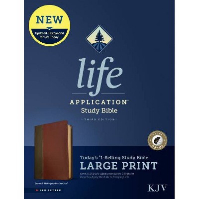 KJV Life Application Study Bible, Third Edition, Large Print (Red Letter, Leatherlike, Brown/Mahogany, Indexed) - (Leather Bound)