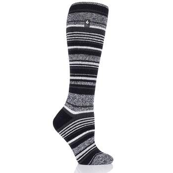 Heat Holder Women's Mahonia LITE Jacquard Stripe Long Socks| Warm + Soft, Hiking, Cabin, Cozy at Home Socks | 5X Warmer Than Cotton Socks