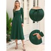 INSPIRE CHIC Women's Square Neck Long Sleeve A-Line High Waist Midi Knitted Dresses with Pocket - 2 of 4