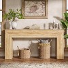 63" Long Wooden Entryway Table, Narrow Console Table with Faux Travertine Finish and Heavy Duty Legs, Rectangular Sofa Table Behind Couch - 4 of 4