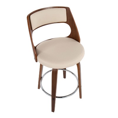 Cecina 18.5'' Cream Walnut Mid-Century Modern Swivel Counter Stool