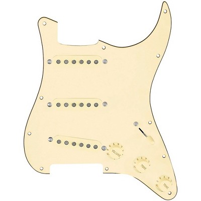 920d Custom Texas Grit Loaded Pickguard for Strat With Aged White Pickups and Knobs and S5W-BL-V Wiring Harness Aged White