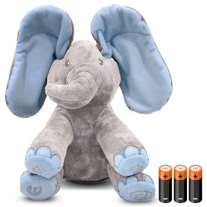 Dimple Blue Interactive Elephant Plush with Music and Peek-a-Boo Ears ...