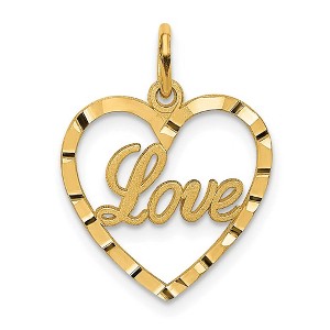 Black Bow Jewelry 14k Yellow Gold Love Heart Charm or Pendant, 16mm - 1 of 3