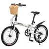 Okak 20IN Folding Bike with Front Basket, Phone Holder & Fenders, 6-Speed Adult Bike with Steel Frame and Dual V-Brake, Bicycle for Men & Women - 3 of 4