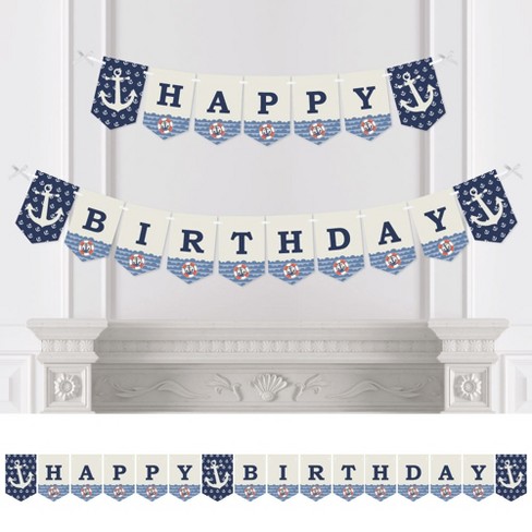 Big Dot Of Happiness Ahoy - Nautical - Birthday Party Bunting Banner -  Anchor Party Decorations - Happy Birthday : Target