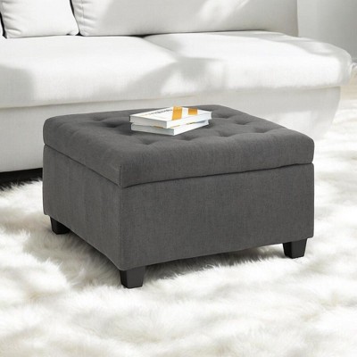 Alilang 31.00 inches Square Tufted Storage Ottoman with Lift-Top Design-Dark Gray