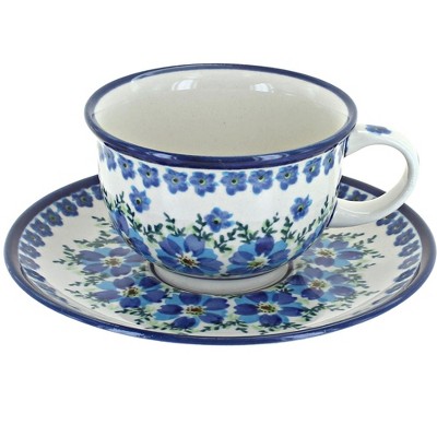 Blue Rose Polish Pottery Kalina Cup & Saucer