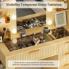 Buenhomino Makeup Vanity Desk with Mirror & Lights, Modern Vanity Table with Charging Station & Cushioned Stool, Bedroom Dressing Table Set,Oak - 2 of 4