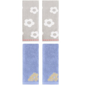 REGALWOVEN 4 Pcs Cute Floral Pattern Cotton Bathroom Soft Absorbent Hand Towel - 1 of 4