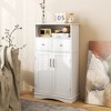 Costway Bathroom Floor Cabinet Freestanding Storage Cabinet with 2 Doors White - image 2 of 4